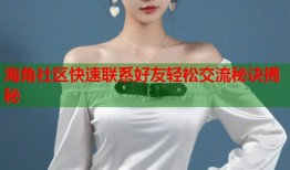 海角社区快速联系好友轻松交流秘诀揭秘