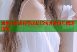 海角社区缓存导出技巧快速备份与管理指南